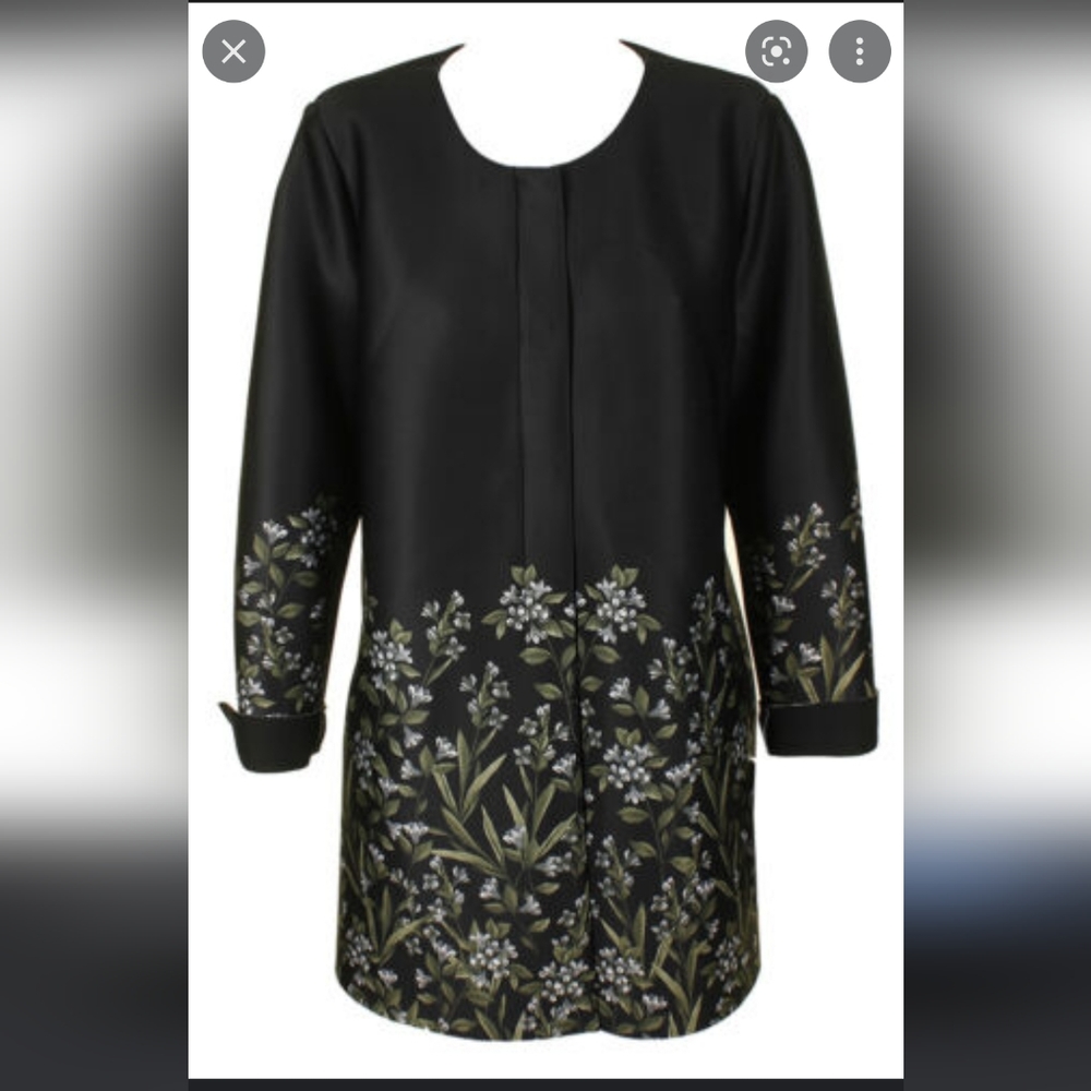Alfani Woman Neoprene 3/4 Jacket with White Flowers Size 3x